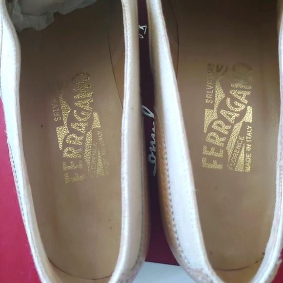 FINAL DEAL WOW! SALVATORE FERRAGAMO 9 4A CAMEL TAN CREAM WINGTIP OXFORD SHOES - Picture 6 of 12